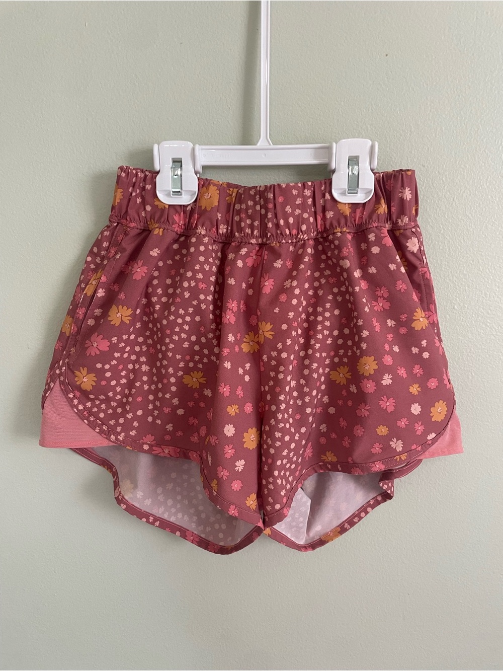 Offline by Aerie Floral Athletic Shorts Pink and Orange Flowers